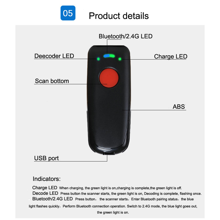 Scan Hero SL-1092BT 1D Pocket Wireless Bluetooth Barcode Scanner
