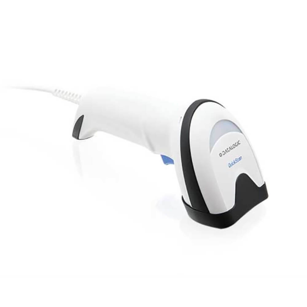 Datalogic QuickScan QD2500, White, right facing, lying flat