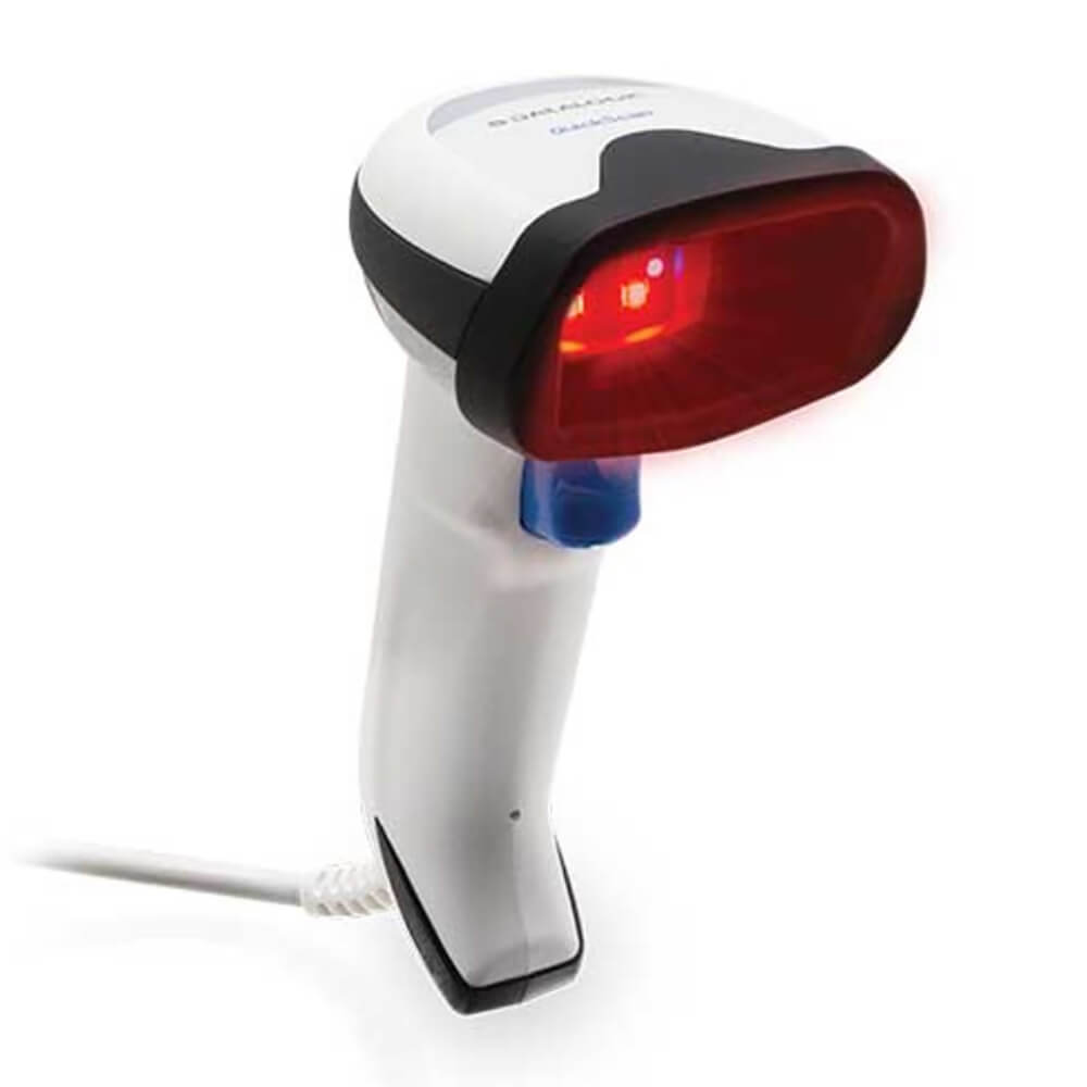 Datalogic QuickScan QD2500, White, right facing with lights