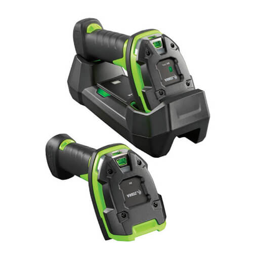 Zebra LI3600-ER facing down with cradle 1
