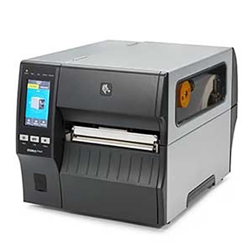Zebra ZT421 industrial printer front left facing